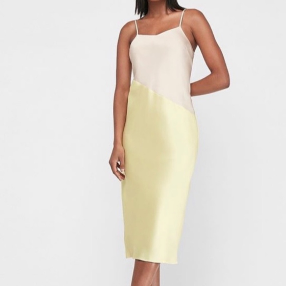 Express size small colorblock satin slip dress
